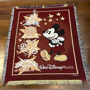 Disney Walt Disney World Mickie Mouse Throw Tapestry Blanket 60” X 48”